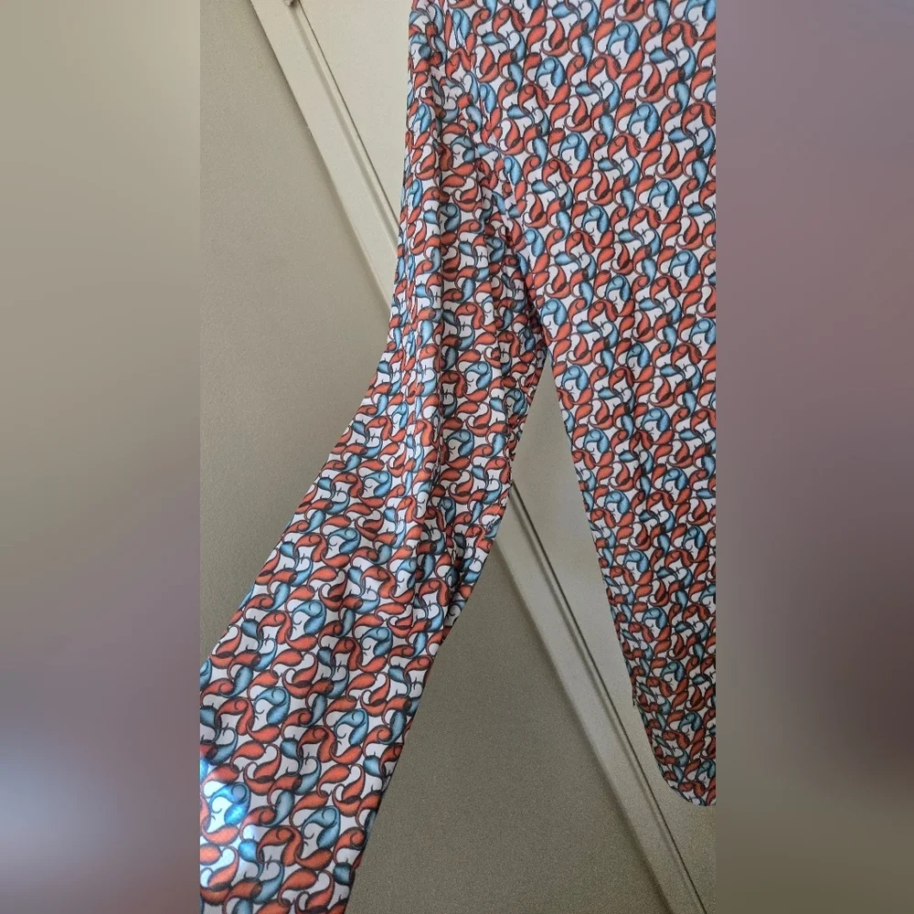 Dolce Guava Ecclectic Swirls Button Down Semi-Fitted Shirt Blue Orange Mens XL - Picture 3 of 4